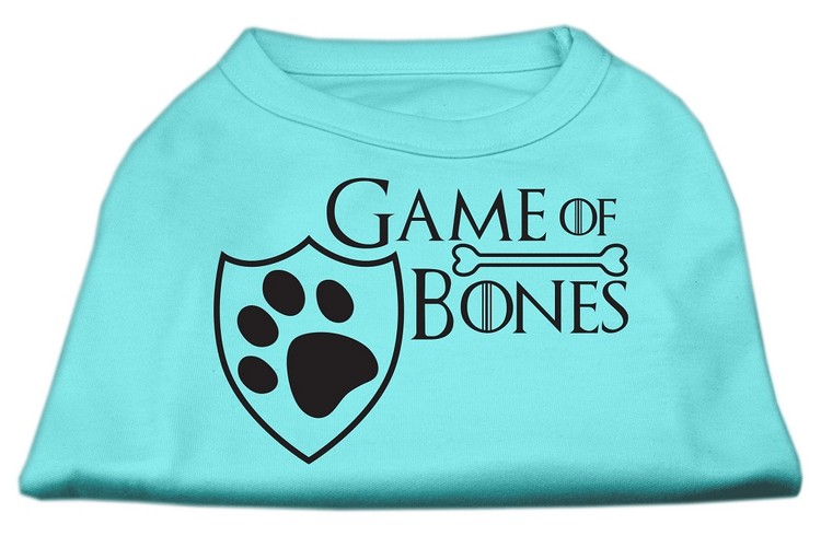 Game of Bones Screen Print Dog Shirt Aqua XS